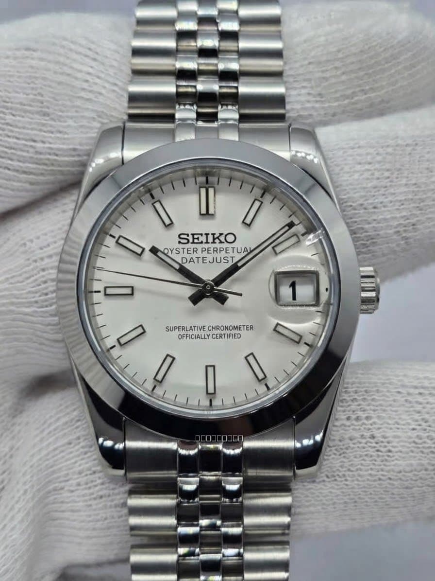 Orologio Mod Datejust bianco Nh35 automatico 36mm lunetta liscia vetro zaffiro