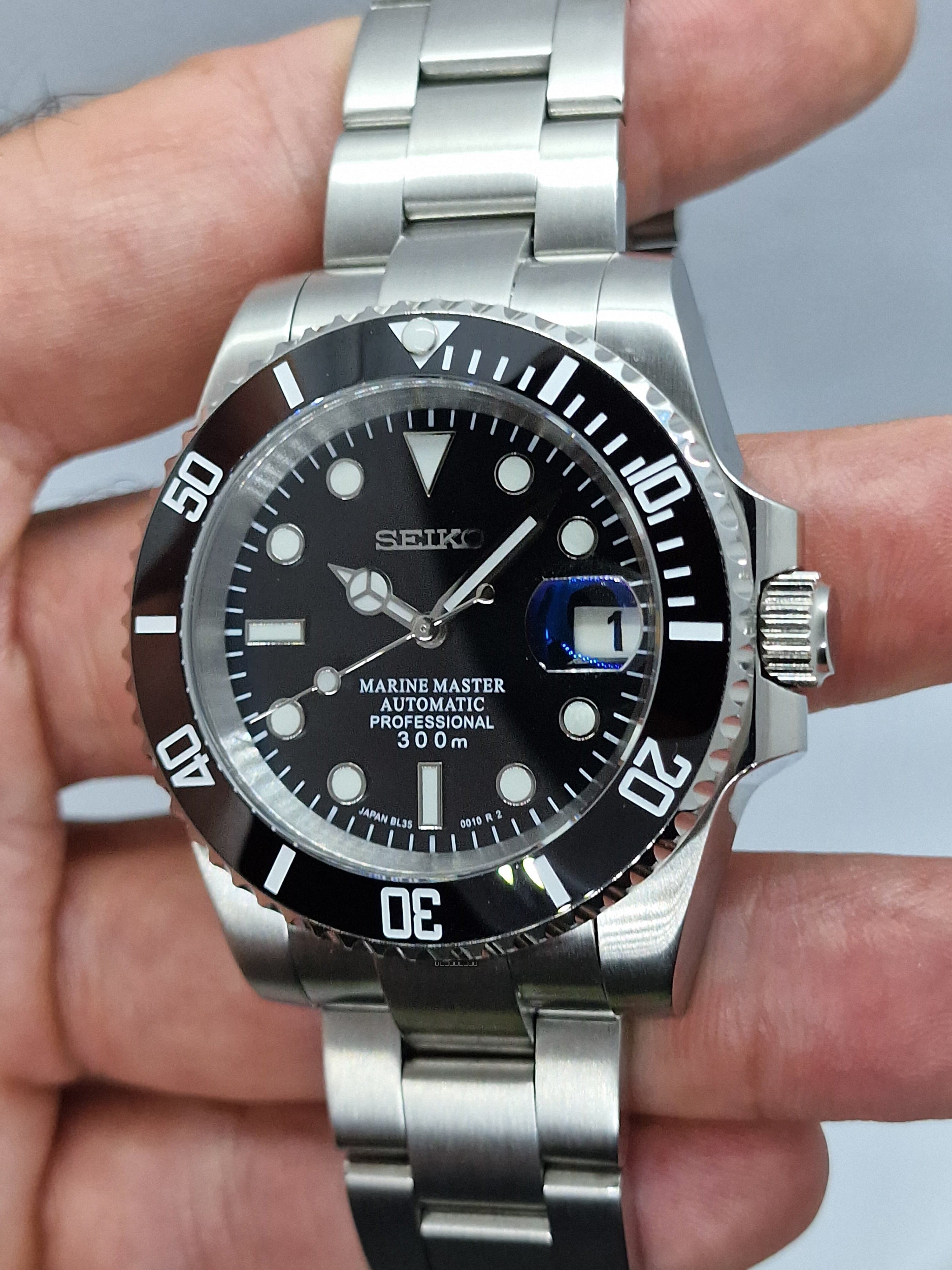 Orologio Mod Submariner Nero Nh35 automatico lunetta ceramica 40 mm vetro zaffiro