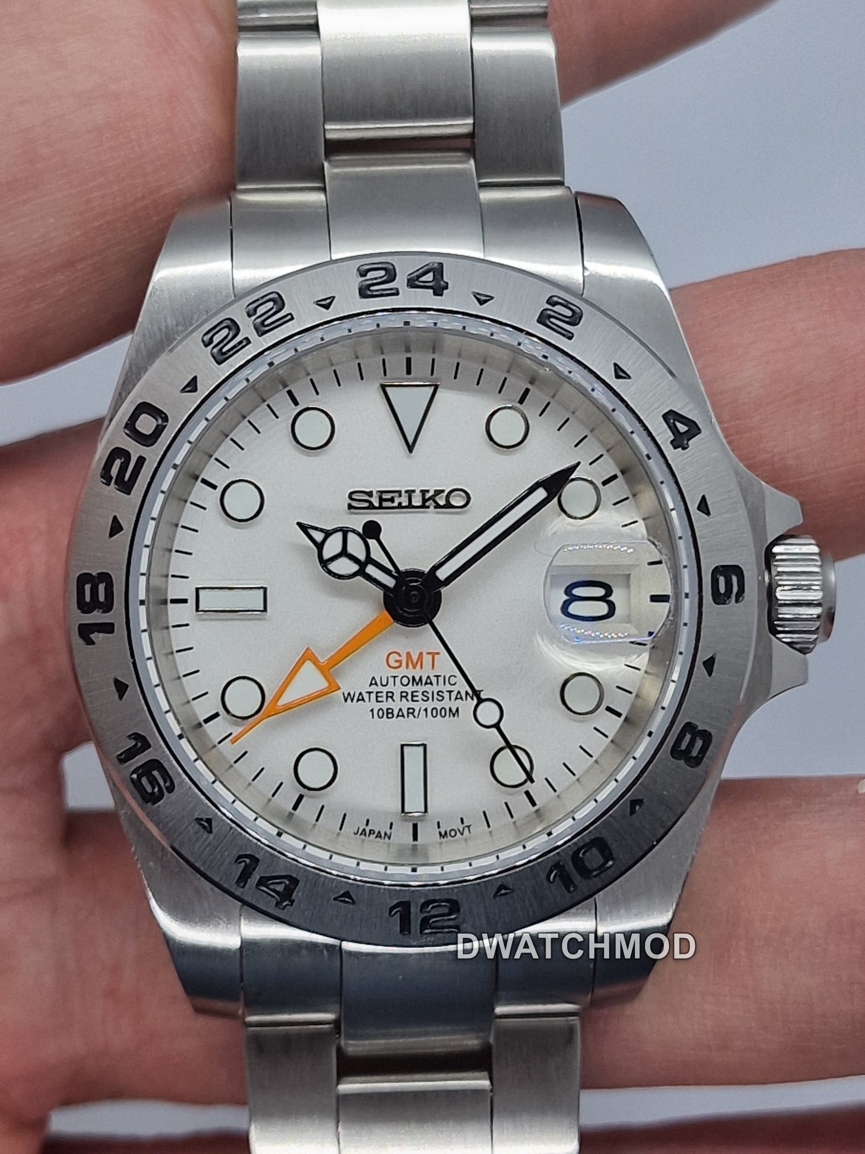 Orologio Mod Gmt Explorer bianco Nh34 automatico 40 mm vetro zaffiro