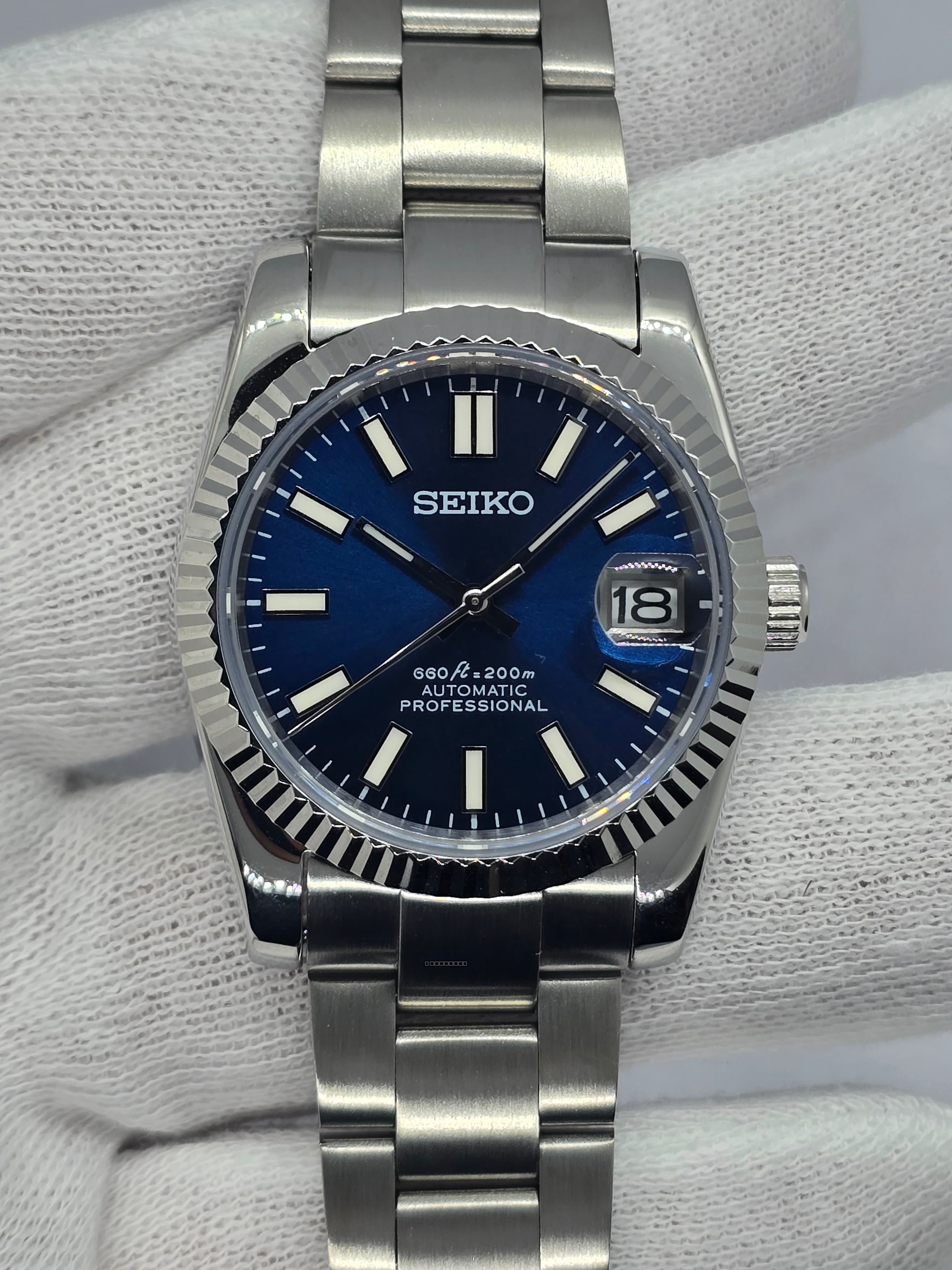 Orologio Mod Datejust blu Nh35 automatico 36mm vetro zaffiro Oyster
