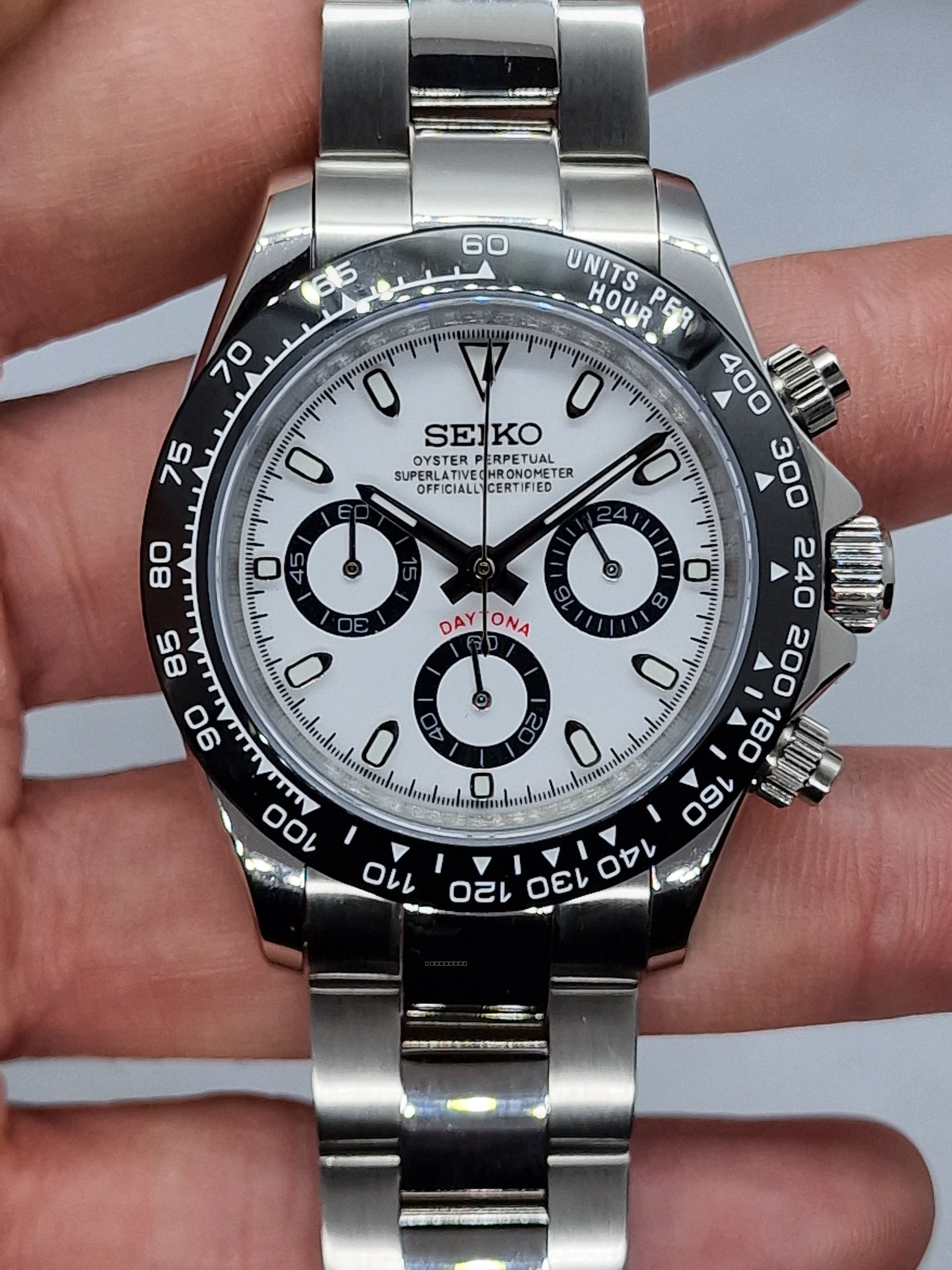 Orologio Mod Daytona cronografo Panda Vk63 quarzo con cinturino caucciù aggiuntivo