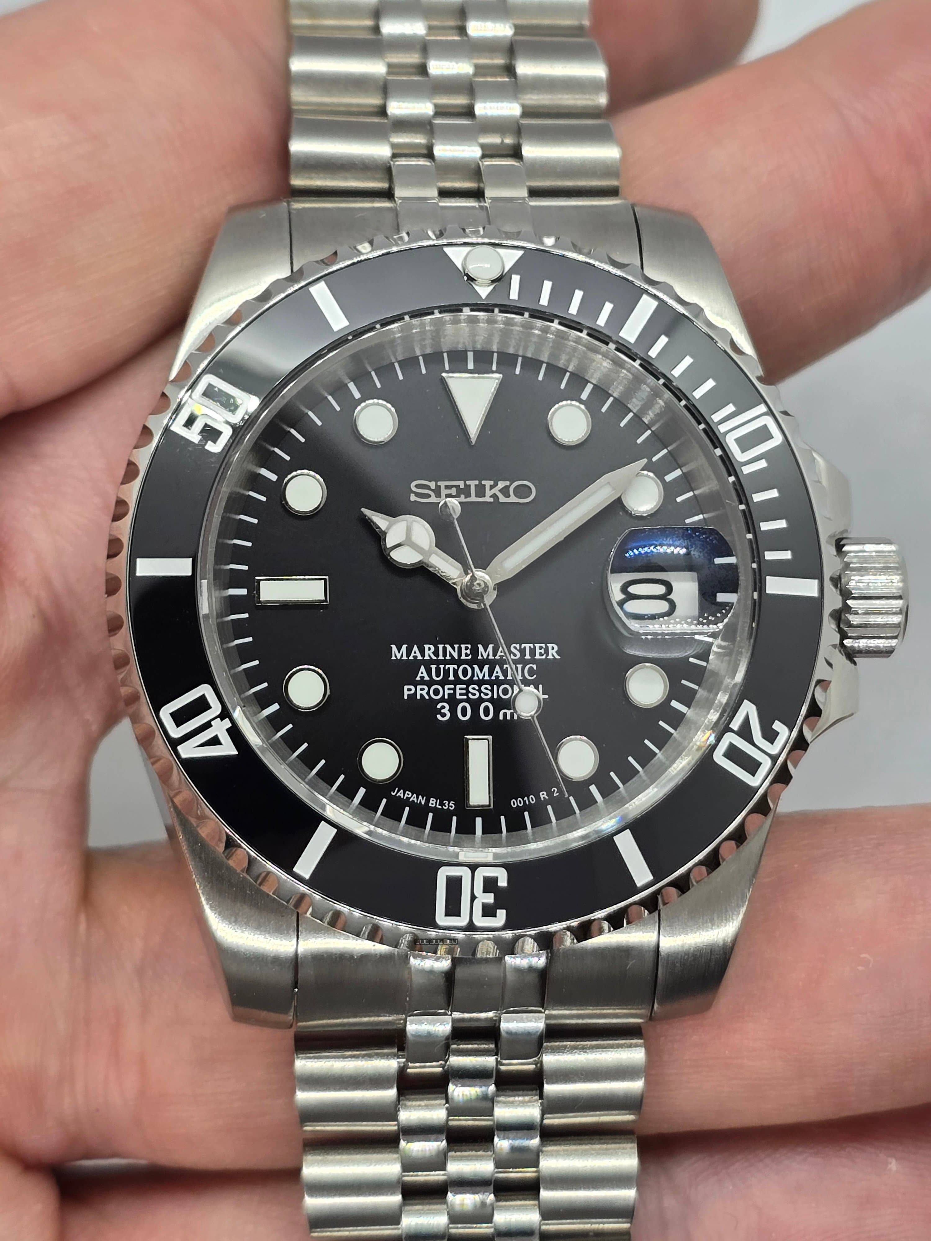 Orologio Mod Submariner nero Nh35 automatico 40 mm cinturino Jubilee vetro zaffiro